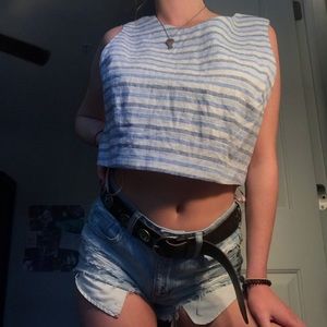 Forever 21 blue striped crop top